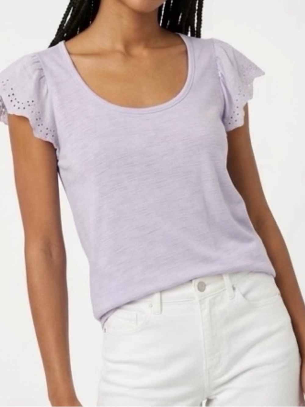 LC Lauren Conrad Lavender Eyelet Sleeve Tank Top